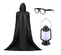 Alan - Costume de présentateur TV - Cape à capuche, lunettes et lanterne - Déguisement de traître amusant pour adultes, Halloween et événements de fête