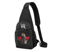 Alan DJ Sling Bag Sac à bandoulière musical avec bandoulière réglable, sac de poitrine élégant hip-hop avec graphisme pour hommes et femmes, sac banane polyvalent pour les voyages et le sport, Alan