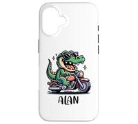Alan Fun Alligator Motif Moto pour garçon Nom Alan Coque pour iPhone 16