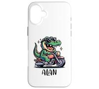 Alan Fun Alligator Motif Moto pour garçon Nom Alan Coque pour iPhone 16 Plus