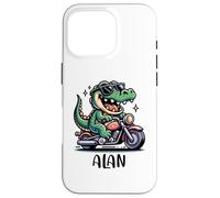 Alan Fun Alligator Motif Moto pour garçon Nom Alan Coque pour iPhone 16 Pro