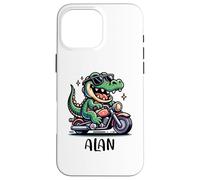 Alan Fun Alligator Motif Moto pour garçon Nom Alan Coque pour iPhone 16 Pro Max