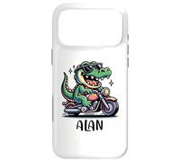 Alan Fun Alligator Motif Moto pour garçon Nom Alan Coque pour iPhone 17 Pro Max