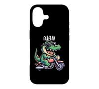 Alan Funny Alligator Moto Design pour garçon Nom Alan Coque pour iPhone 17