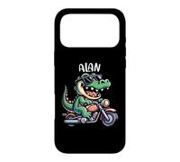 Alan Funny Alligator Moto Design pour garçon Nom Alan Coque pour iPhone 17 Pro Max