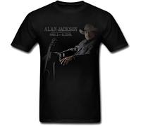 Alan Jackson Singer Country Music T-Shirt Graphic Tee Printed Top Mens Black Shirt M