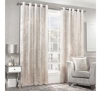 Alan Symonds Home Paire de Rideaux à œillets doublés en Velours écrasé Crème 229 cm de Large
