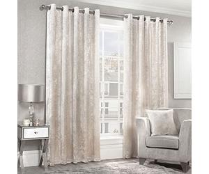 Alan Symonds Home Paire de Rideaux à œillets doublés en Velours écrasé Crème 229 cm de Large