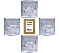 ALANDIA 4x Verres à Tête de Mort de Idéal comme Verre à Whisky, Absinthe ou à Shot Liqueur | 80 ml