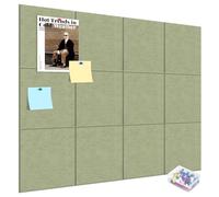 ALANGDUO Tableau Liege Mural 120 x 90cm, Grand tableau d'affichage autocollant en feutre avec Punaises, 30 x 30 cm Tableau Affichage pour Décoration Murale, Affichage Photos, Pense-Bête (Vert sauge)