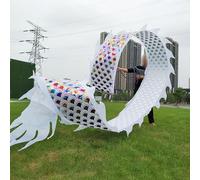 ALANIZ Dragon Poi, Danse Blanche, Ruban de Lancer de Dragon, Rubans de Dragon rotatifs Traditionnels avec tête de Dragon, Ensemble de Dragon Poi for Jonglerie/célébration d'événement(10 m (33 ft))