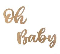 Alanmoship 1 lot de décorations en bois à suspendre avec inscription « Oh Baby » pour Saint-Valentin, mariage, anniversaire, remise de diplôme, photographie, accessoire de photographie en bois blanc