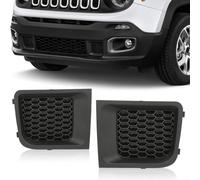 Alanmoship 1 paire de caches de grille de pare-chocs inférieur avant pour Jeep pour RENEGADE 2015-2018, pièces de rechange en ABS noir avec OE 5XB62LXHAA 5XB63LXHAA pour tout-terrain