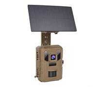 Alanmoship 1 unité 4 K 64 MP à énergie solaire pour caméra Trail avec contrôle par application, déclencheur rapide 0,2 s capteur PIR pour surveillance de la faune en extérieur, marron 5000 mAh