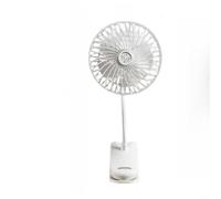 Alanmoship 1 ventilateur à clip avec 3600 mAh, rotation à 720°, 4 vitesses, rechargeable par USB, polyvalent à suspendre ou à poser pour la maison, le bureau, le camping, blanc (13 cm)
