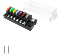 Alanmoship Bloc de fusibles 6 voies 12 V avec indicateur LED, porte-fusible automobile étanche, pour voiture, camping-car, bateau, boîte de distribution d'énergie avec bornes à vis (A sans lumières)