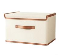 Alanmoship Boîte de rangement en tissu Oxford avec couvercle à rabat, organiseur de placard de grande capacité pour vêtements, couettes, pliable et portable, beige (D)