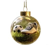 Alanmoship Boule de décoration en plastique pour sapin de Noël avec motifs de baseball, golf, football, 8 cm, en acrylique transparent pour décoration de fête et de lieu (football)