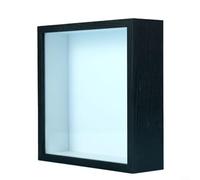 Alanmoship Cadre boîte 3D avec porte battante et verre de protection, affichage profond en bois pour souvenirs de mariage, photographies, fleurs, objets de collection, 26 x 22 x 6 cm, blanc (noir)