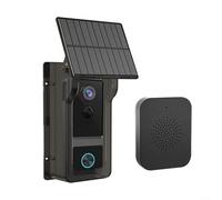 Alanmoship Caméra de sonnette sans fil avec coque étanche à énergie solaire, pour vision nocturne, détection de mouvement PIR, compatible avec l'application Tuya pour la sécurité extérieure à la