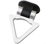 Alanmoship Crochet de remorquage autocollant triangle ABS pour décoration extérieure de voiture, ajustement style course (argent)