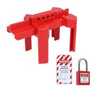 Alanmoship Dispositif de verrouillage de vanne à boisseau sphérique réglable avec cadenas et étiquette de sécurité, construction en ABS pour robinets extérieurs et poignées de valve industrielle