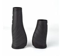 Alanmoship Ensemble de poignées de guidon de vélo en caoutchouc longues et courtes avec extrémités en alliage d'aluminium, pour vélo de montagne et de route, barre de 222 mm, gris noir (noir long +