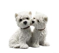 Alanmoship Figurine de jardin en résine imitation chien 9 x 7 x 8 cm Blanc pour intérieur ou extérieur, maison, terrasse, cour, étang, tableau de bord de voiture et cadeaux pour les amoureux des