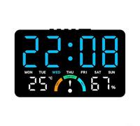 Alanmoship Horloge électronique LED avec grand écran, affichage de la température et de l'humidité, alarme de date, indicateur de niveau de confort, support mural ou de bureau pour la maison, le