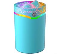 Alanmoship Humidificateur d'arôme USB à 3 buses avec pierre volcanique, diffuseur de brume silencieux 36 dB pour chambre à coucher, salon, bureau, lumière LED, résine, 18 x 18 x 12 cm, noir (bleu