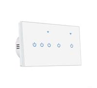 Alanmoship Interrupteur mural WiFi intelligent 5/6/8 interrupteurs pour Smart Life pour contrôle vocal par application TUYA, interrupteur marche/arrêt en verre trempé pour bureau à domicile, blanc