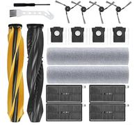 Alanmoship Kit d'accessoires de rechange, pour Dreame Aqua10 Ultra Track Complete et Aqua10 Pro Track comprend 2 brosses principales, 4 brosses latérales, 4 filtres, 2 rouleaux d'essuie-glace, 4 sacs