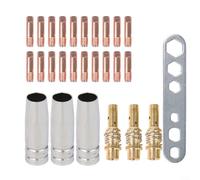 Alanmoship Kit d'accessoires de soudage MIG 27 pièces avec buses de gaz coniques porte-embouts de contact, clé diffuseurs, clé pour torche de soudage 15AK MB15 0,8 mm pièces en cuivre