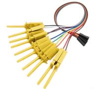 Alanmoship Kit de 10 pinces à crochet 10 broches pour analyseur logique, sondes à ressort rétractables avec fil de cuivre pour test de broche, 20 cm rouge, noir, jaune, vert, bleu (jaune)