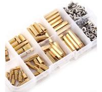 Alanmoship Kit de 200 entretoises hexagonales en laiton, assortiment de vis et écrous d'espacement mâles femelles de 2,5 mm, quincaillerie en acier inoxydable 304 pour châssis de circuit imprimé et