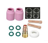 Alanmoship Kit de torche de soudage TIG 12 pièces avec lentille à gaz Stubby #10, porte-électrode en cuivre pour séries WP-17/18/26, avec buses, pinces et joints toriques