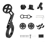 Alanmoship Kit d'extension de guidon de vélo pour Garmin Bryton avec adaptateur de caméra lumineuse en alliage d'aluminium stable anti-secousses Noir pour entraînement de commutation (courbé)