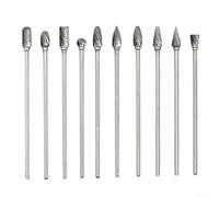 Alanmoship Lot de 10 fraises rotatives en carbure à double coupe - Tige de 0,6 cm - 10,2 cm de long - Forets de meulage haute dureté pour métal, sculpture sur bois et ébavurage
