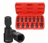 Alanmoship Lot de 13 douilles Torx T8-T70 pour clé à percussion, kit d'outils de réparation automobile, boîtier en acier noir