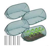 Alanmoship Lot de 2 couvertures de jardin pop-up en maille avec clous au sol, tente de protection d'extérieur pliable pour oiseaux, insectes, serre, chambre d'enfant, 99 x 40,6 x 40,6 cm, vert (4