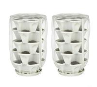 Alanmoship Lot de 2 filets de protection pour légumes avec fermeture éclair et cordon de serrage, filet épais à 60 mailles blanches pour la protection des cultures et une croissance saine (60 x 60 x