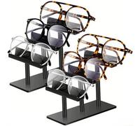 Alanmoship Lot de 2 présentoirs à lunettes de soleil en acrylique à 3 niveaux pour la maison, le bureau, les magasins, support multi-niveaux, transparent et noir, ensemble de 2 pièces