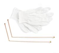 Alanmoship Lot de 2 tiges de radiesthésie en cuivre pur à 99,9 % avec gants, baguettes de détection de métaux or rose pour l'eau, les minéraux dorés, les articles perdus et les enquêtes paranormales