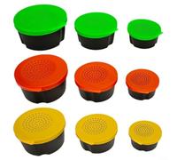 Alanmoship Lot de 3 boîtes de rangement pour appâts vivants avec trous de reniflard - En polypropylène - Vert, jaune, orange (jaune)