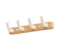 Alanmoship Lot de 3 crochets muraux en bois de noyer, porte-manteaux sans perçage pour entrée, couloir et chambre à coucher, rail de cintre en bois massif pour sacs lourds, sacs et chapeaux, noir et