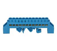 Alanmoship Lot de 4 borniers de pont en cuivre avec vis neutre pour un câblage sécurisé, connecteurs en plastique bleu à code couleur pour installation à domicile (12 trous)