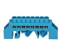 Alanmoship Lot de 4 borniers de pont en cuivre avec vis neutre pour un câblage sécurisé, connecteurs en plastique bleu à code couleur pour installation à domicile (8 trous)