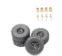Alanmoship Lot de 4 pneus et roues avec coupleur étendu pour Traxxas TRX4M pour Defender pour BRONCO SCX24 1/18 RC Crawler tout-terrain, aluminium ABS, noir, rouge, argent, lot de 4 (noir B)