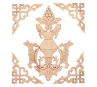 Alanmoship Lot de 5 appliques en bois brut pour décoration de meubles, comprend 1 centre de table et 4 décalcomanies d'angle pour portes, lits, armoires