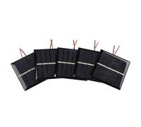 Alanmoship Lot de 5 panneaux solaires en polysilicium 045 W 3 V 54 x 54 mm Module photovoltaïque époxy avec fil pour camping-car, camping, randonnée, plein air, chargement de batterie, projets de